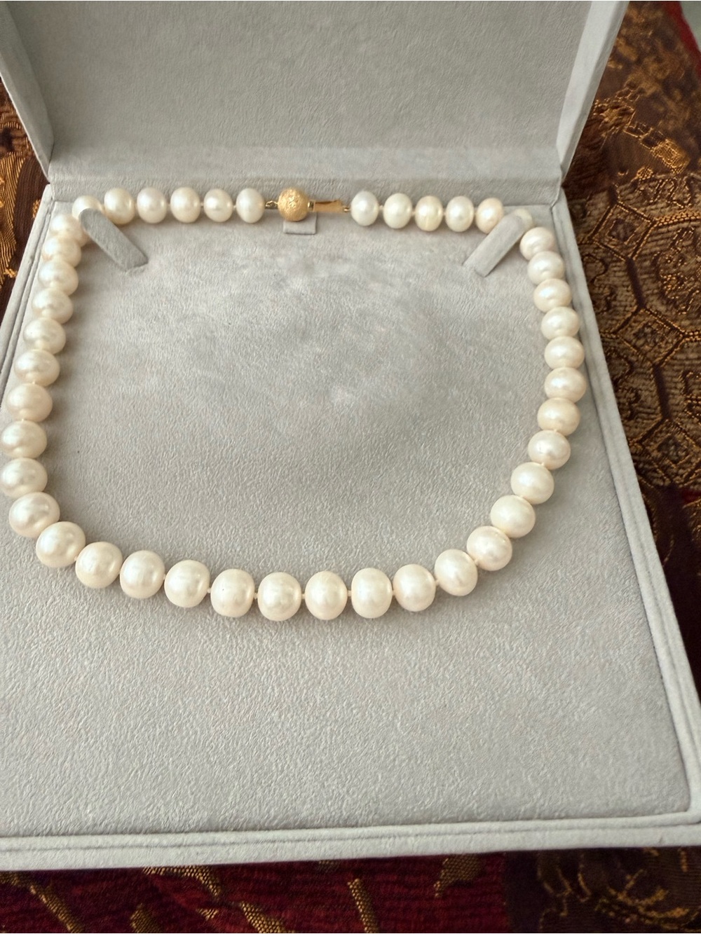 Classic White Freshwater Pearl Necklace with 14kt Gold Clasp - 17 inches